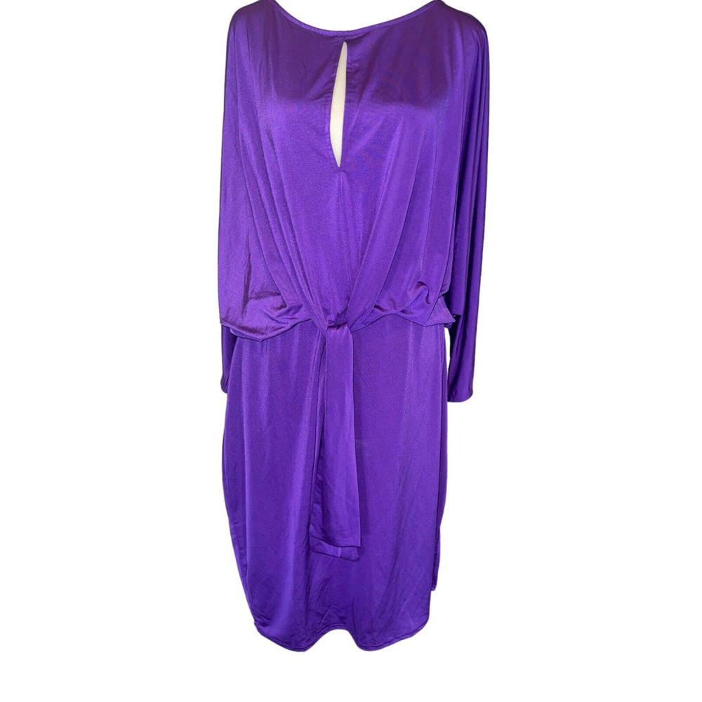 Vintage CAMEO USA Deep Purple Bodycon Front Tie Dress Size 3XL